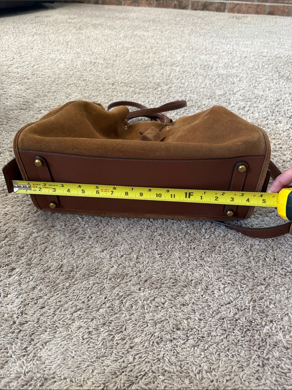 Coach Chocolate Brown Suede Tote with Leather Trim - Picture 12 of 13